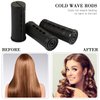 36 Pieces Cold Wave Rod Hair Perm Rods Hair Rollers Perming Rods Curlers with Steel Rat Tail Comb for Hairdressing Styling (Black, 1.18 Inch)