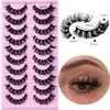 LuckForever 10 Pairs False Eyelashes Russian Strips Eye Lashes Wispy False Lash Fluffy Eyelash Extension Natural Look D Curly Volume Fake Eyelashes Reusable Eye Lash for Women Girls