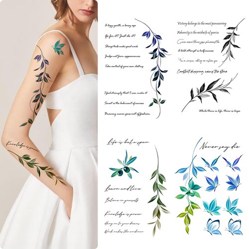 ROARHOWL words temporary tattoos for women and men Inspirational, proverb, Bible, religion, gospel, text, words，Exquisite and aesthetic temporary tattoos fake tattoo kit (Design 3)