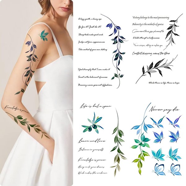 ROARHOWL words temporary tattoos for women and men Inspirational, proverb, Bible, religion, gospel, text, words，Exquisite and aesthetic temporary tattoos fake tattoo kit (Design 3)
