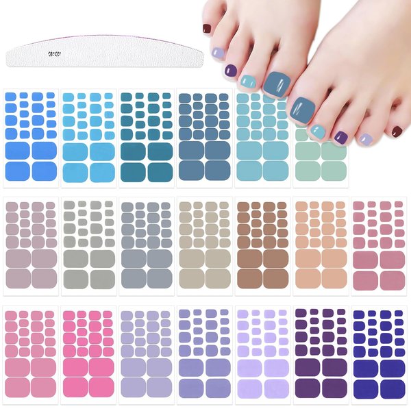 JERCLITY 440 Pieces 20 Sheets Toenail Stickers for Women Nail Art Wraps Toe Nail Stickers Nail Wraps for Toes Nail Polish Strips Nail Polish Stickers for Toenails Color Strips