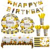 Cecnamt Construction Birthday Decorations, 170 Pcs Construction Birthday Party Supplies Including Banner, Plates, Cups, Napkins, Cutlery and Tablecloths, Serves 24