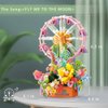 Music Box Flower Building Block（364pcs) Set Rotating Ferris Wheel Diy Building Toys For Kids Adults Display Collection Creative Home Office Gift For Christmas Birthday New Year Valentine's Day