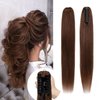 Rich Choices Claw Clip Ponytail Extension Human Hair Real Hair Ponytail Extension Balayage Medium Brown 14 Inch 105g One Piece Clip In Long Ponytail Hair Extensions Straight For Women #4