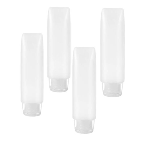 DPWOUM 4 PCS Travel Bottles for Toiletries Empty Refillable Tubes Containers, Small Mini Size Squeeze Toiletry Liquids Dispensers Leak
