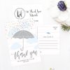 50 4x6 Rain Umbrella Blank Thank You Postcards Bulk, Cute Modern Sprinkle Baby Shower Rainbow Showered With Love Thank You Note Card Stationery For Wedding Bridesmaid Bridal, Religious, Holiday