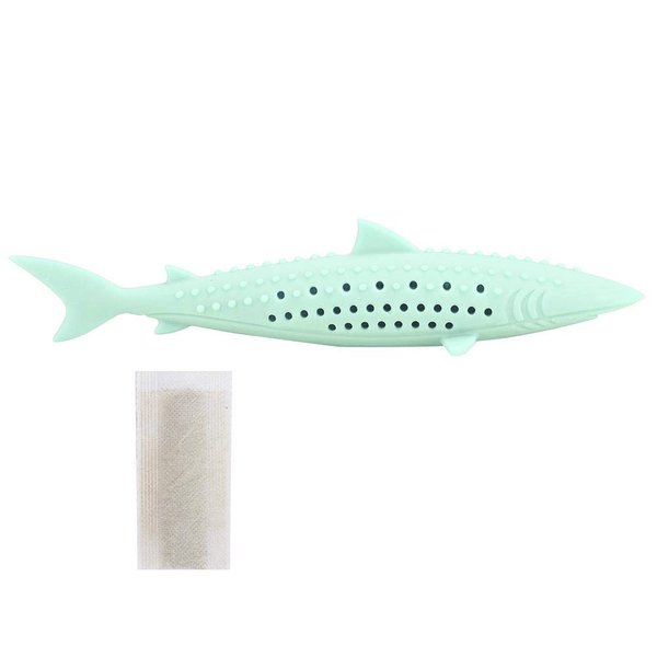 TOPINCN Interactive Cat Fish Shape Chew Toy, Silicone Pet Cat Catnip Molar Teeth Cleaning Simulation Fish Shape Training Interactive Toy(Green)