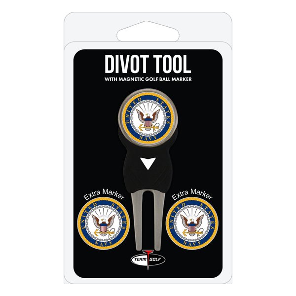 Team Golf Military Navy Divot Tool Pack with 3 Golf Ball Markers Divot Tool with 3 Golf Ball Markers Pack, Markers are Removable Magnetic Double-Sided Enamel
