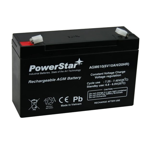 PowerStar 6V 10.0Ah SLA Battery for Streamlight Litebox SL40 Flashlights