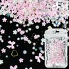 CESUSME 3D Pink White Mini Flower Bows Nail Charms Flowers Acrylic Nail Charms with Golden Round Beads Nail Gems Charms for Nail Art DIY Accessories