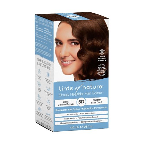 Tints of Nature 5D Light Golden Brown Permanent Hair Dye, Nourishes Hair and Covers Greys, Ammonia-Free, 130ml