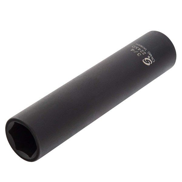SUNEX TOOLS 224XD, 1/2 Inch Drive, 3/4 Inch Extra Long Deep, Impact Socket, Cr-Mo Alloy Steel, Radius Corner Design, Dual Size Markings