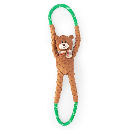 ZippyPaws Ropetugz Bear Game Dog Toy – Interactive Rope Toy with Squeaky Bear – Fun Tug-of-War and Chew Toy for Dogs