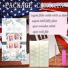 Press on Nails Short Square Independence Day Full Cover Glossy Acrylic Rhinestone False Nails with Patriotic Designs Artificial Coffin July 4th Holiday Fake Nails Glue Stick on Fingernails for Women