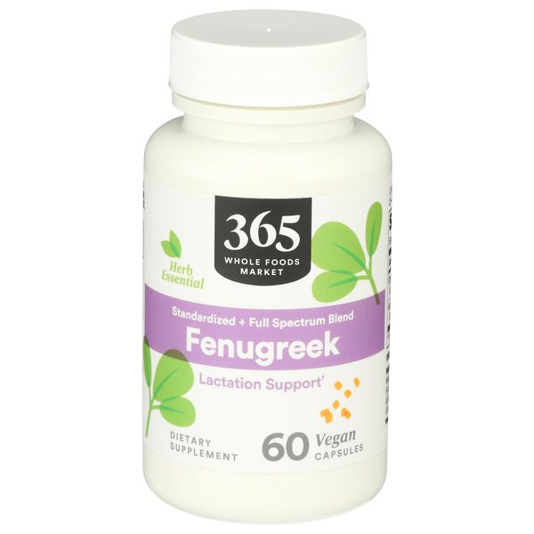 365 by Whole Foods Market, Fenugreek Standardized + Full Spectrum Blend, Lactation Support, Vegan Capsules, 60 Count