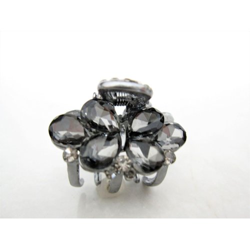 Generic Small mini silver metal gray butterfly crystal hair claw clip for thick hair