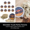 Monster Truck Party Favors for Kids 3-8 (10 Jars) Quartz Sand - Monster Truck Sand - Sensory Sand for Kids-Includes Customizable Printable Monster Truck Birthday Decorations-Creative Molding Sand