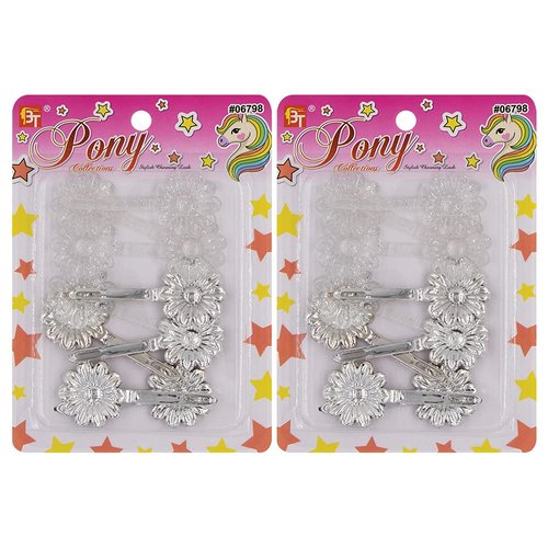 20 Pcs Hair Clips Barrettes Colorful Metallic Glitter Galactic Sprinkles Head Pins Accessories for Kids Children Girls Toddlers Women All Ages (Silver)