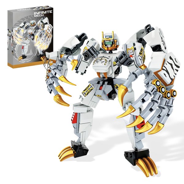 WULOBOOI Mech with Cool Tiger Claws Building Kit, Collectible Warrior Super Battle Hero Display Model Toy, Creative Gifts for Adults Boys Age 10 11 12 13 14+, Construction Sets(323 Pieces)
