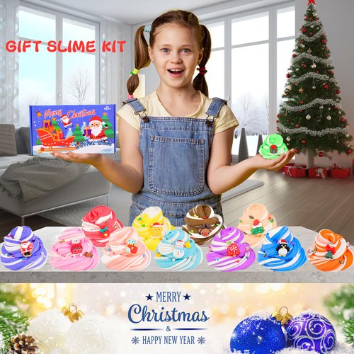 15 Pack Chritmas Butter Slime Kit, Goodie Bag Stuffers, Colorful Slime Party Favors for Kids, Soft and Non-Sticky, Advent Calendar 2024, Chritmas Gifts, Putty Toys for Girls Boys
