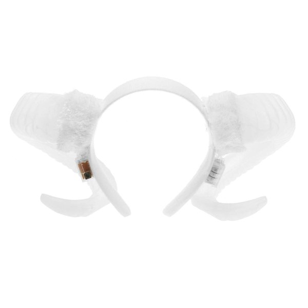 ILOVEMASKS Lucifer Devil Ram Horns Epic Demonic Halloween Headband (White with LED)