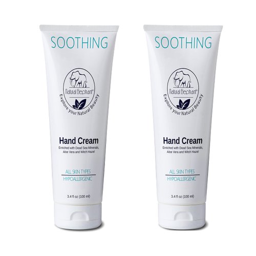 Natural Elephant Dead Sea Soothing Hand Cream with Dead Sea Minerals 3.4 fl oz (Pack of 2)