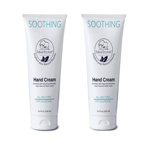 Natural Elephant Dead Sea Soothing Hand Cream with Dead Sea Minerals 3.4 fl oz (Pack of 2)