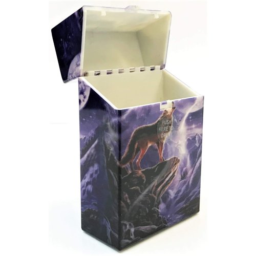 Eclipse Wolf Series Moon Howl Design Hard Plastic Crushproof Cigarette Case, 2ct, Kings, 3116D17-2