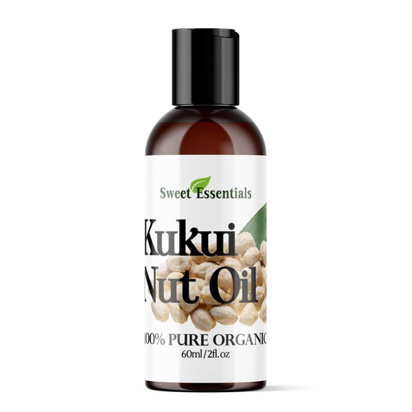 100% Organic Kukui Nut Oil | Imported From Hawaii | Various Sizes | 100% Pure | Cold-Pressed | Natural Moisturizer for Skin, Hair and Face | By Sweet Essentials (2 fl oz)