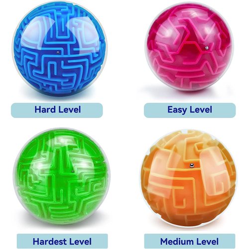 2 Pack Puzzle Ball 3D Maze Puzzle Brain Teasers Games Puzzle Toy Gravity Memory Cube Ball Puzzle Educational Toys Gifts for Students Teens Adults,Orange and Blue