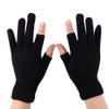 Luwint Touch Screen Thin Knit Gloves - Index Finger and Thumb Fingerless Mitten Fingerless Gloves for Youth Photography, Writing, Driving, Cycling (Black)