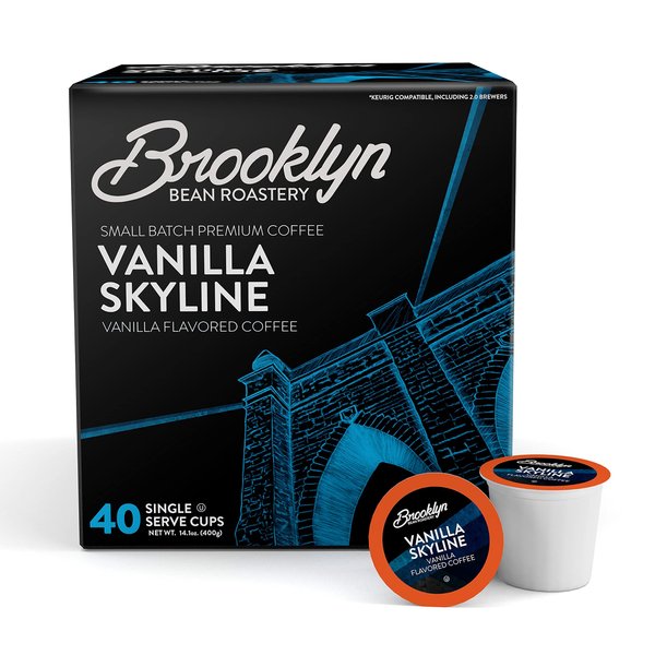 Brooklyn Beans Vanilla Skyline Gourmet Coffee Pods, Compatible with 2.0 Keurig K Cup Brewers, 40 Count