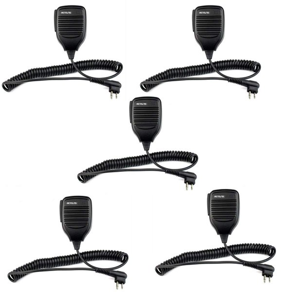 Retevis Speaker Mic Compatible with Motorola Radios BPR40 CP200D CP200 CP200XLS CP185 CLS1410 DTR410 PR400 RDU4100 RMU2040,2 Pin Shoulder Microphone(5 Pack)