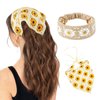 DOCILA 2 Pcs Daisy Crochet Headbands For Women 60s 70s Sunflower Hair Bandanas Knit Floral Hippie Head Wrap Boho Hair Accessories Beige Yellow