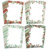 AnyDesign 60Pcs Christmas Stationery Paper 4 Design Christmas Green Plants Border Letterhead Winter Decorative Writing Paper for Xmas Notes Greeting Cards Invitation Office School Printing, 8.5 x 11"