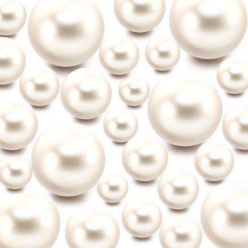 Z-synka 120 Pieces Floating NO Hole Pearls and 500 Pieces Transparent Beads,Pearl Beads Cream White Floating Beads for Vases Floating Candles Home Weddings Table Centerpieces Party Decor