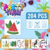 EMOME 204 Sheets Kids Tattoos Luau Beach Party Decorations, Individually Wrapped Glitter Tattoos for Kids Pool Party Favors Supplies, Hawaiian Beach Themed Gifts Decor Goody Bag Stuffers for Kids