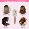 Cute Cartoon Hair Brush with small mirror for Women & Girls, Wooden Handle Friendly Massage Scalp Brush for Thick Curly Thin Long Short Wet & Dry Hair