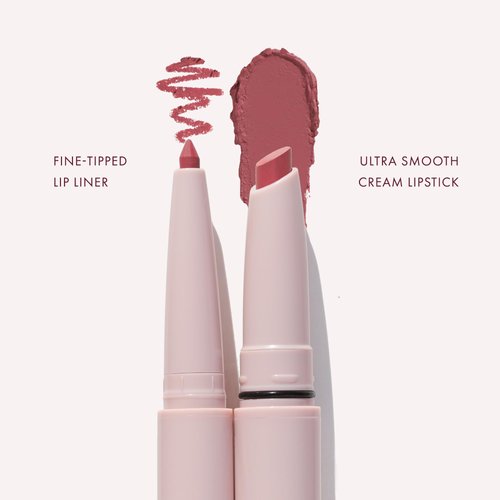 Wander Beauty Lipsetter Dual Cream Lipstick + Lip Liner - Roaming Rose - Ultra-Smooth, Hydrating Lipstick and Warm Pink Lip Liner with a Soft Matte Finish - Made with Squalane & Peptides (1 Count)