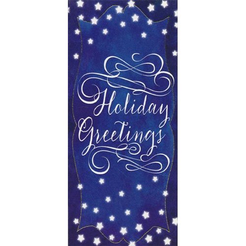 Designer Greetings White Script on Dark Blue Christmas Money & Gift Card Holders