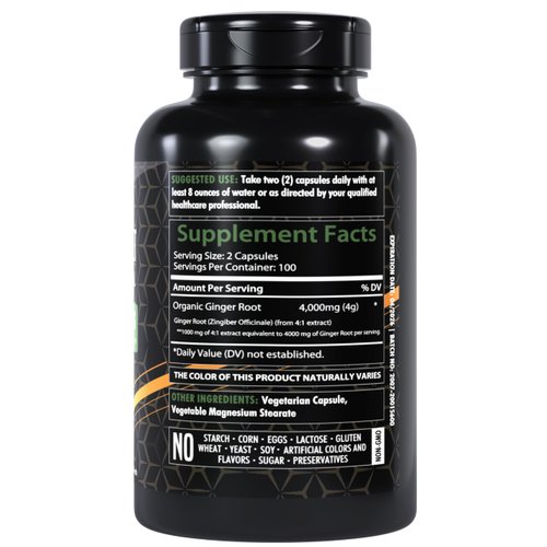Healthfare Ginger Root Capsules 4000mg | 200 Count | Ultra Strength Supplement | Gluten-Free & Non-GMO