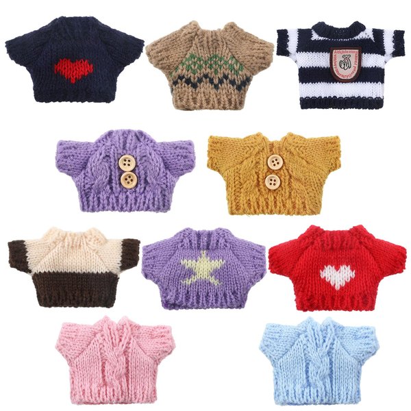 Bencailor 10 Pieces Christmas Elf Doll Clothes Set Elf Clothes Christmas Elf Accessories Winter Christmas Elf Outfits Elf Knitted Clothing Santa Clothing Sweater for Doll Accessories(Adorable Style)
