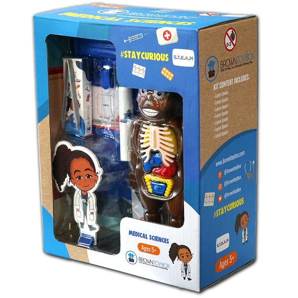 Brown Toy Box - Dadisi Academy Haylee Medical Science STEAM Kit | STEM Educational Toy | Medical Science Projects | Anatomy Doll | Gift for Girls Ages 5+