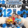12th Video Game Birthday Party Decoration Balloons Game on Party Supplies Set Include Happy Birthday Banner Foil Balloon Latex Balloon Ideal for Kids Boys Party Room Indoors Outdoor Activities Decor