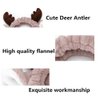 Jilukibo 2 Pack Animal Deer Antler Cat Ear Wash Headband, Soft Elastic Makeup Washing Face Hair Band, Soft Shower Facial Headwraps Hairlace for Women Girls Yoga Spa Mask (White, Brown)