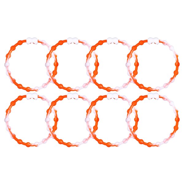 White & Orange PRO Hair Ties: Easy Release Adjustable for Every Hair Type PACK OF 8