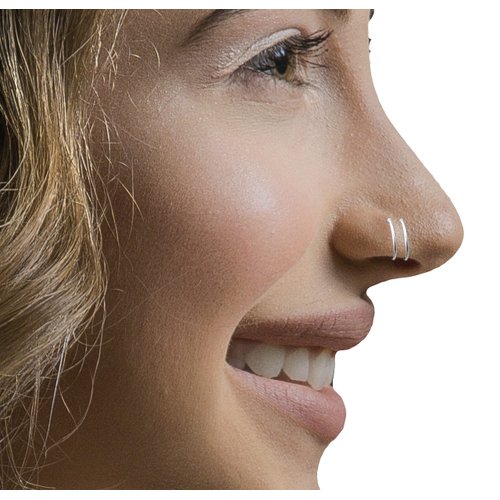 Sterling Silver Spiral Double Nose Hoop Ring for Single Piercing, Handmade Tiny Twist Nose Ring Hoop Piercing Jewelry for Women