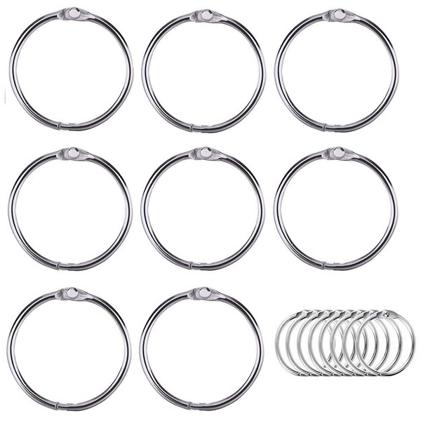 Luckkyme Loose Leaf Binder Rings Nickel Plated Book Rings Key Chain Rings 3.5 Inches(8 Pack)