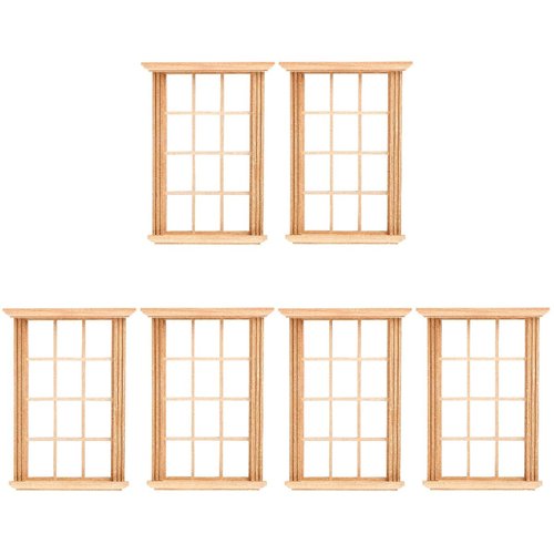 Angoily 1: 12 Scale Dollhouse Windows, 6 PCS Simulated Twelve Lattice Miniature Wooden Windows Frame Miniature Windows Photograph Props, Dollhouse Miniatures 1:12 Scale