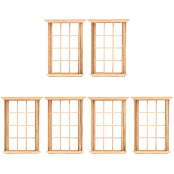 Angoily 1: 12 Scale Dollhouse Windows, 6 PCS Simulated Twelve Lattice Miniature Wooden Windows Frame Miniature Windows Photograph Props, Dollhouse Miniatures 1:12 Scale
